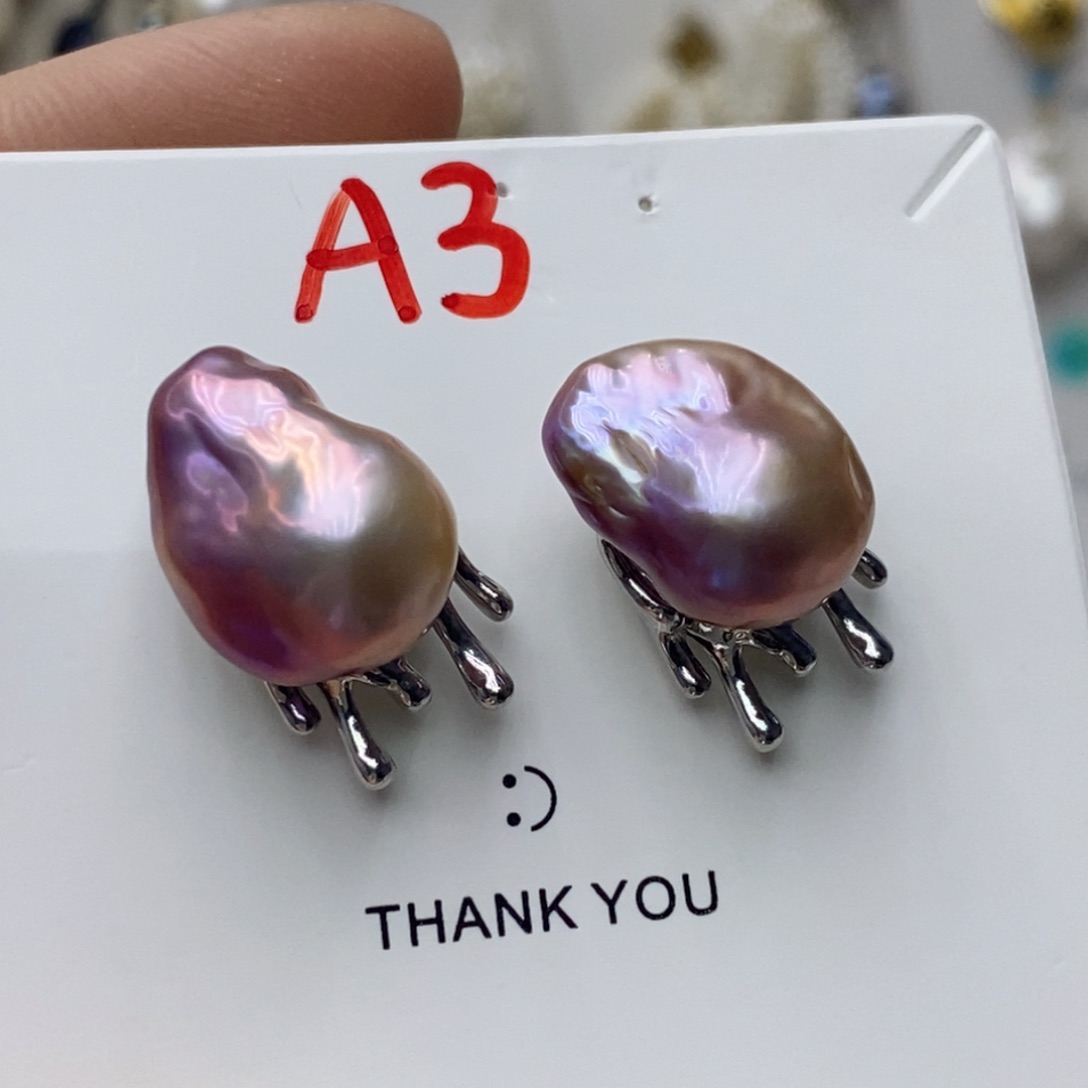 淡水珍珠耳饰银S925镶嵌