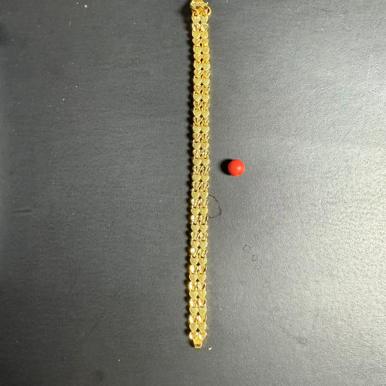 新款（双排爱心手链）足金同款中式高级男女同款玛瑙H016