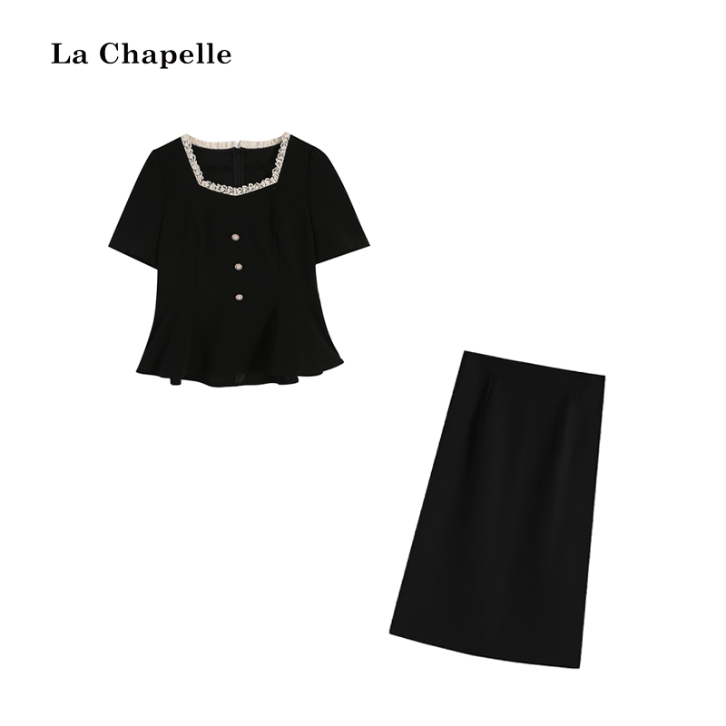 拉夏贝尔Homme/【月光小夜曲】法式气质显瘦上衣+长裙LA5ZL105258