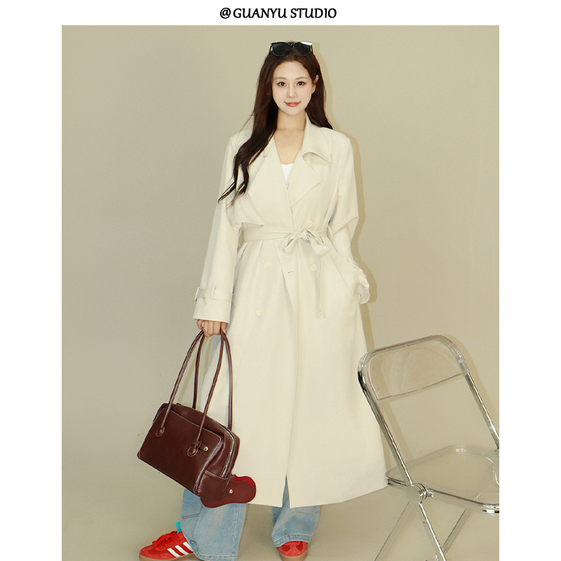 【纽约街拍】蛋妹大码女装微胖mm显瘦长款大衣风衣外套DM25275