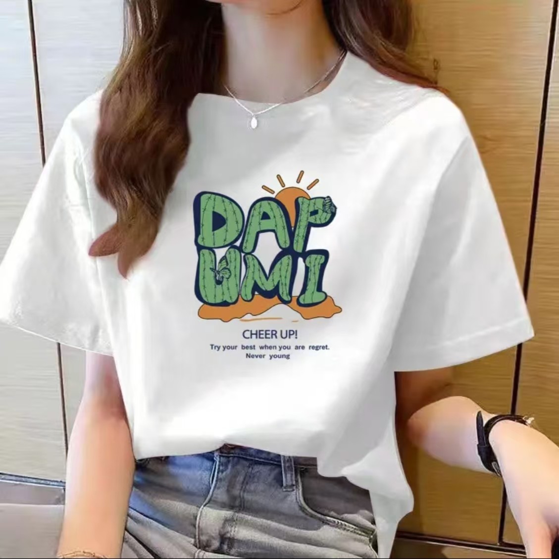 【100%纯棉】上新女款女士百搭潮流短袖t恤春夏圆领显瘦半袖