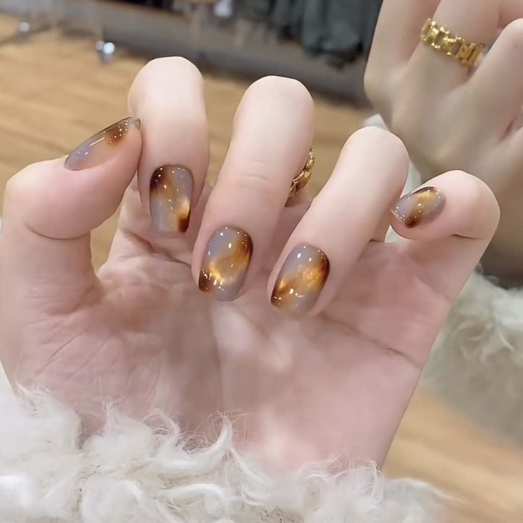 【琉璃琥珀】 气质款穿戴甲定制 美甲 10片装立体可爱