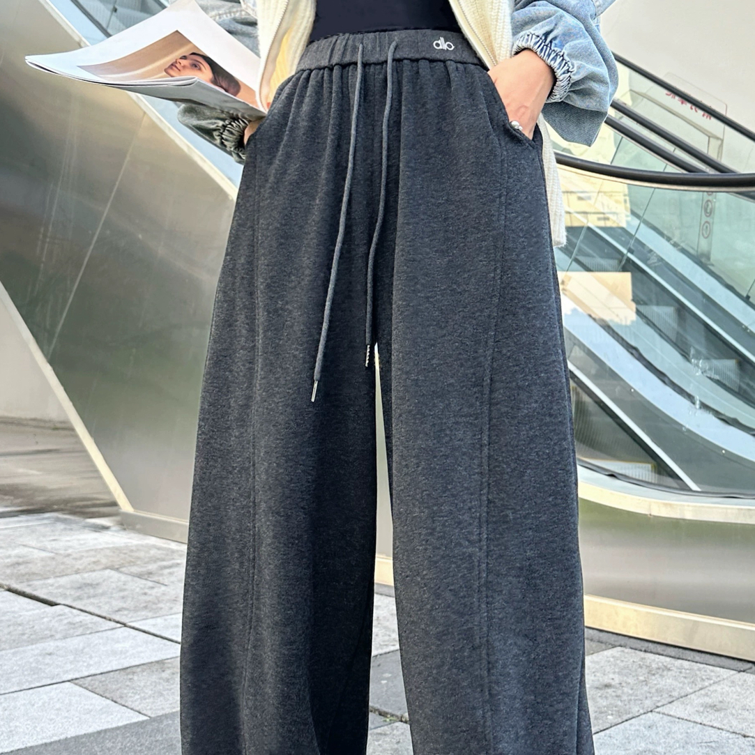 【一分莉】冬季加绒阔腿女裤宽松高腰显瘦休闲时尚百搭垂感潮流