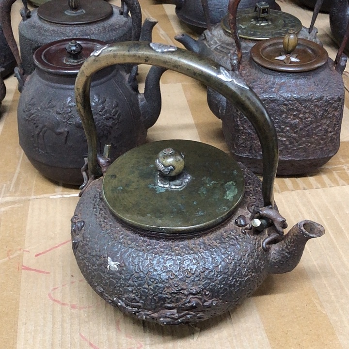 银镶嵌壶龟文堂造