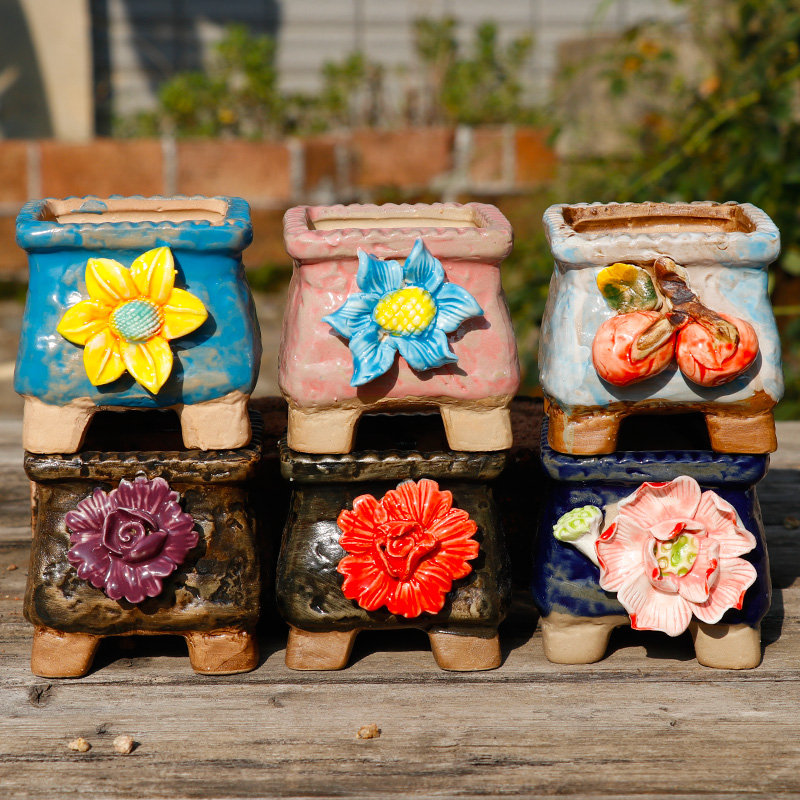 手工捏花粗颗粒透气小口径多肉花盆