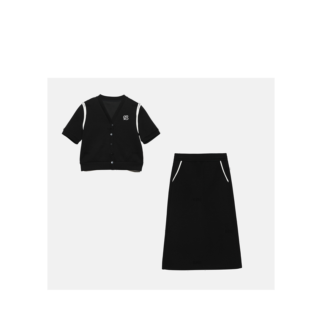 夏季减龄白色半裙T恤休闲气质显瘦开衫套裙2件套85028