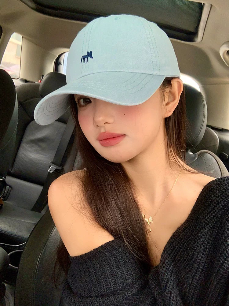 网红同款小狐狸刺绣棒球帽子女2025春季新款大头围显脸小鸭舌帽潮