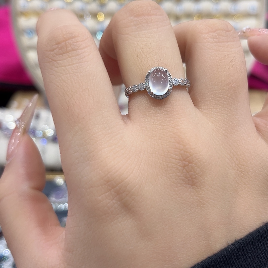 蛇纹石玉银S925镶嵌戒指