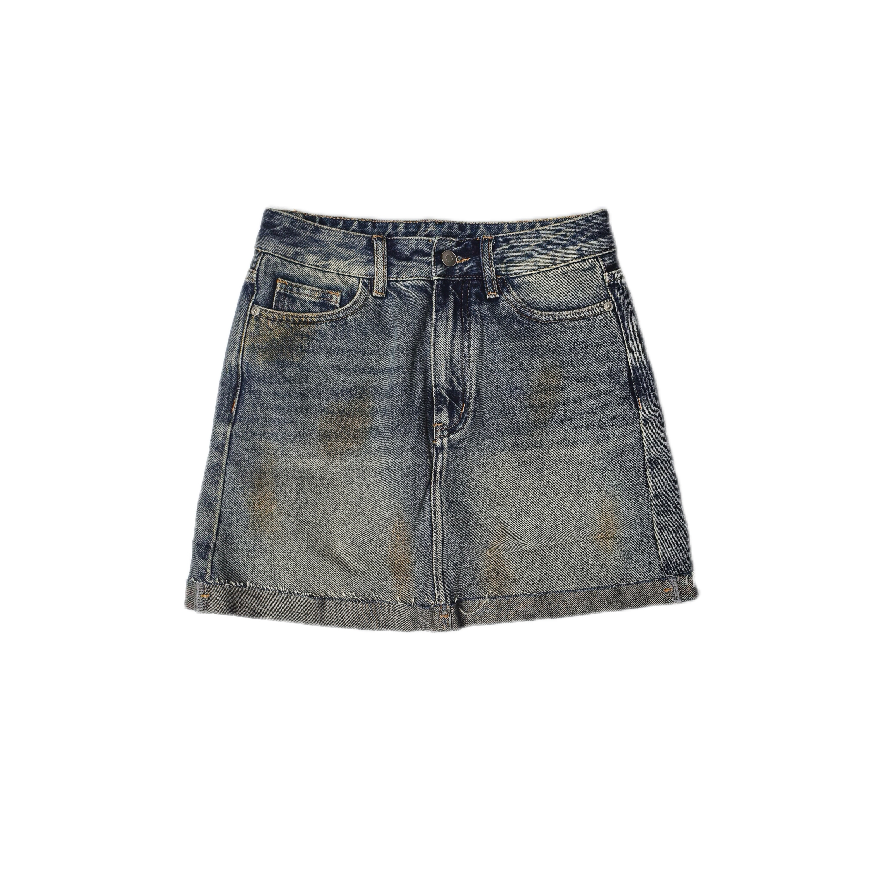 【se7en】“怀旧牛仔”新款百搭显瘦高腰A字版牛仔短裙326