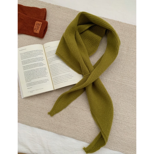 【一片果绿】东大门韩版纯色百搭显白针织穿孔懒人围巾披肩4049