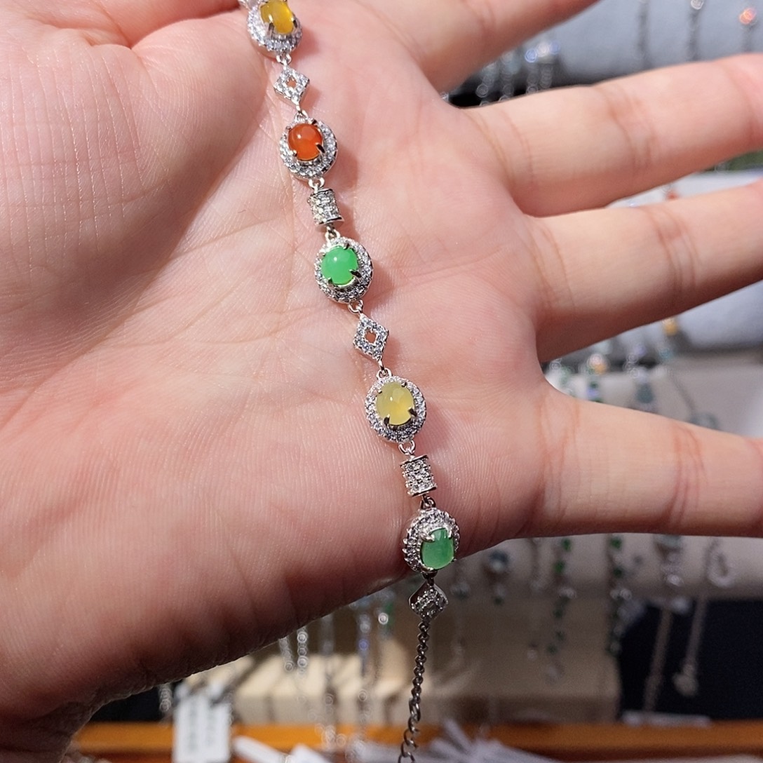 翡翠银S925镶嵌手链