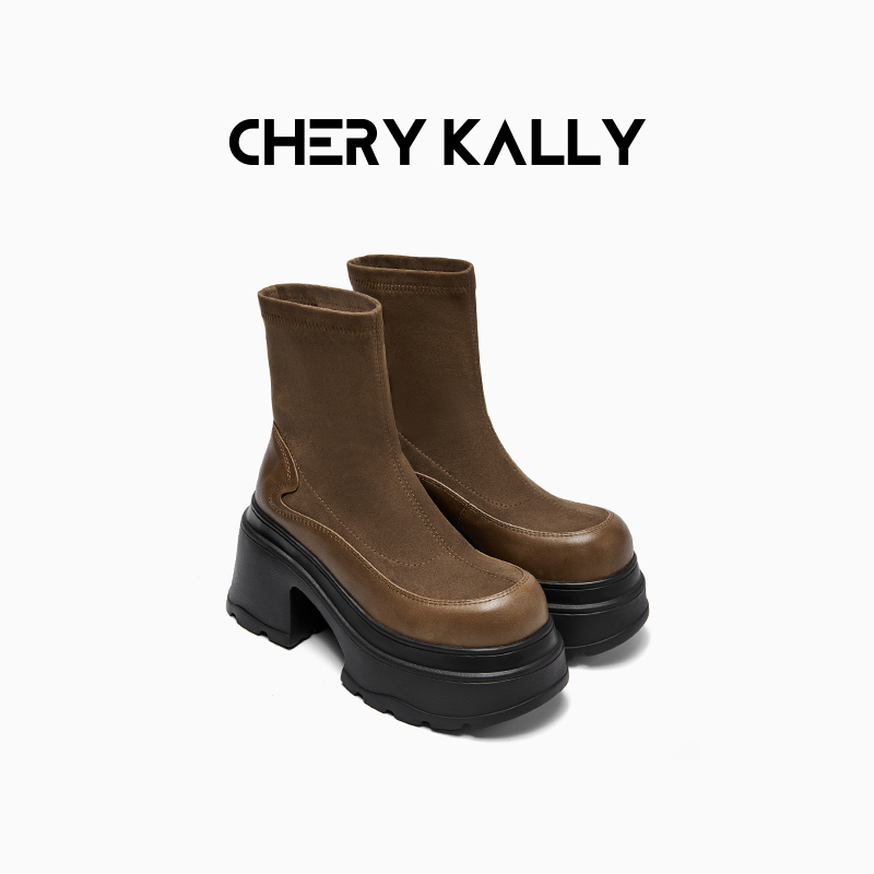 CHERY KALLY时装厚底真皮马丁靴新款秋冬英伦增高短靴964XZ5609