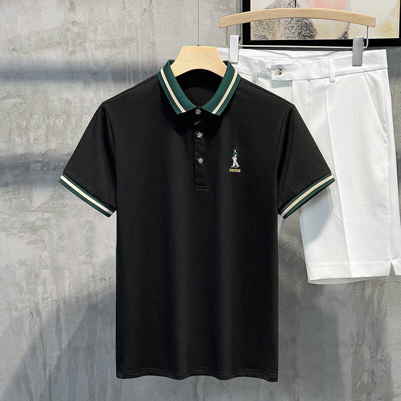 2025夏季男士纯棉潮流翻领休闲短袖商务POLO衫修身帅气T恤2351