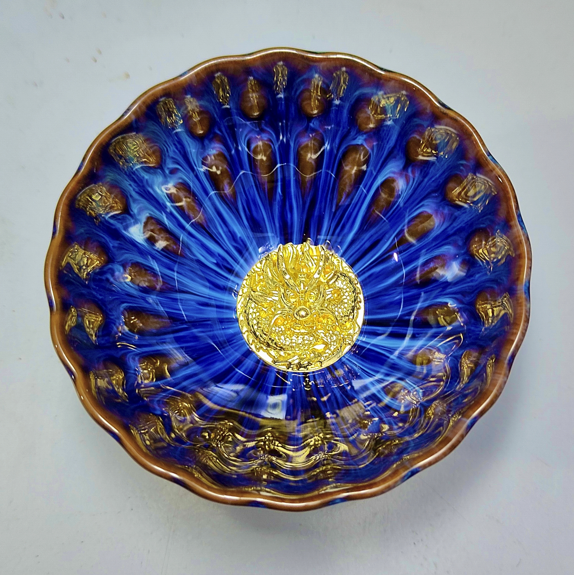 梦幻蓝棕 金龙杯 高端瓷器12（无礼盒）