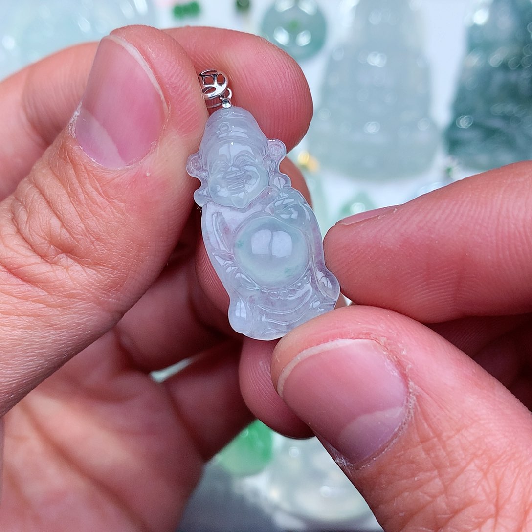 翡翠吊坠(不含链)18K金镶嵌