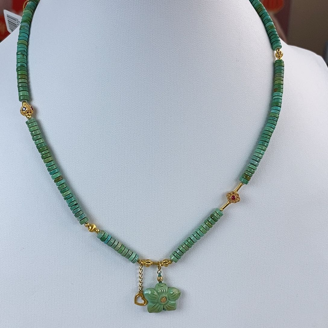 绿松石珠宝奇石18K金镶嵌