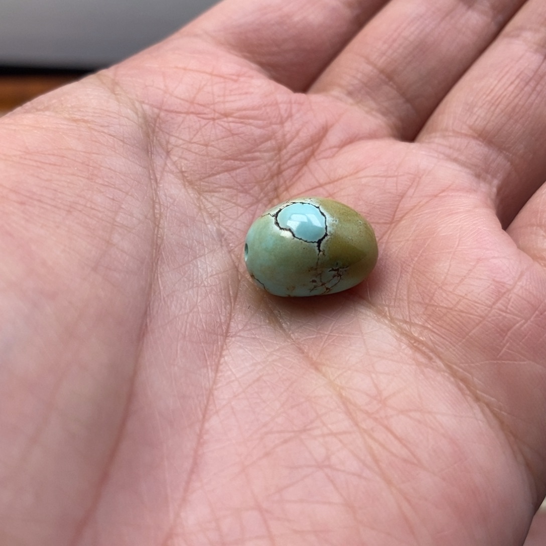 晒***虫绿松石未镶嵌绿松石网花随形珠