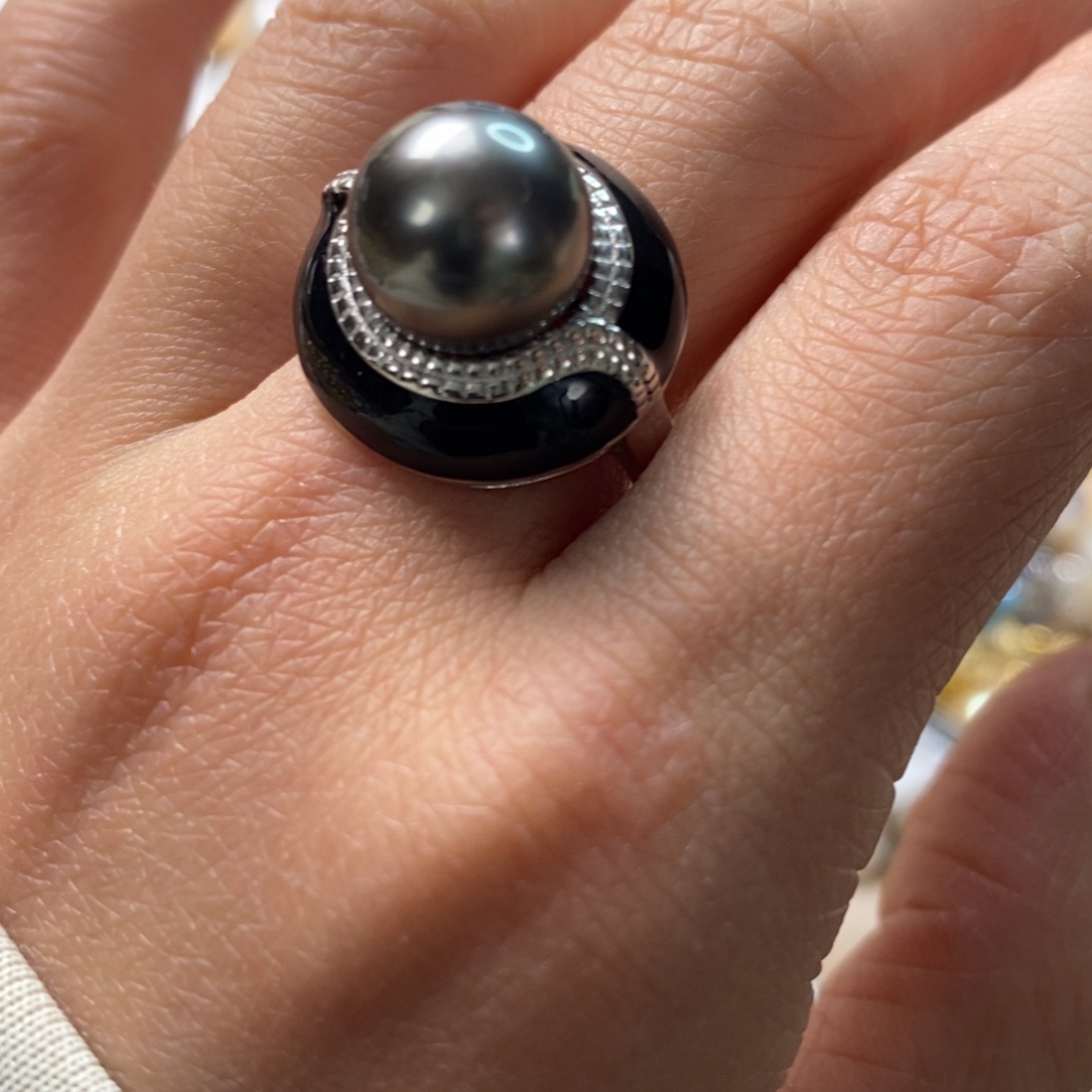 海水珍珠戒圈银S925镶嵌