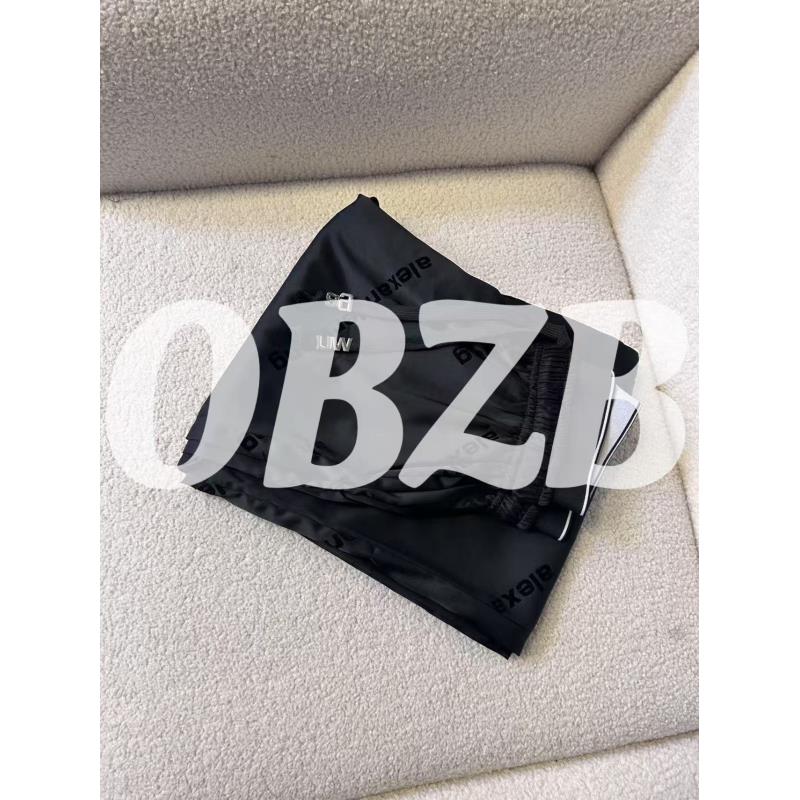 OBZB【DW女款满印长裤】纯色抽绳高腰垂感宽松休闲裤女款 黑色DW001