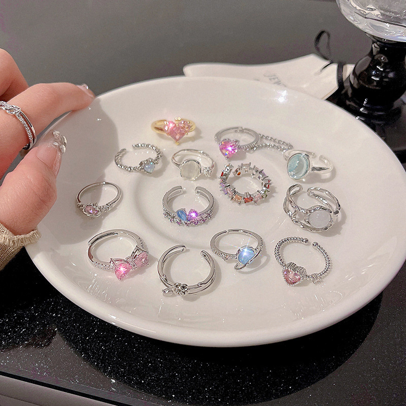 ins风锆石轻奢小众高级感开口指环爆款手饰戒指