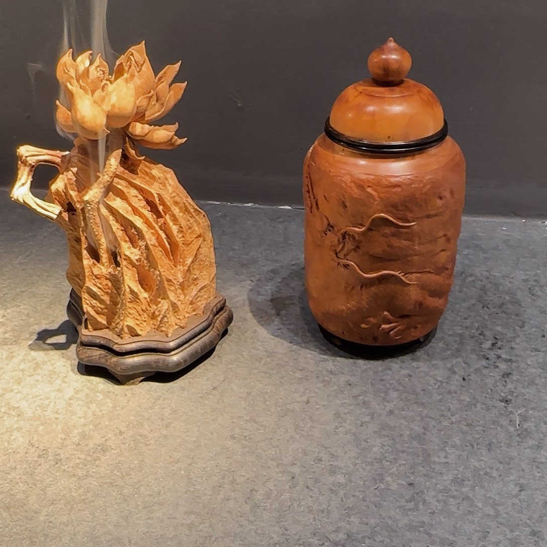 老***）檀香木檀香茶叶罐和香炉