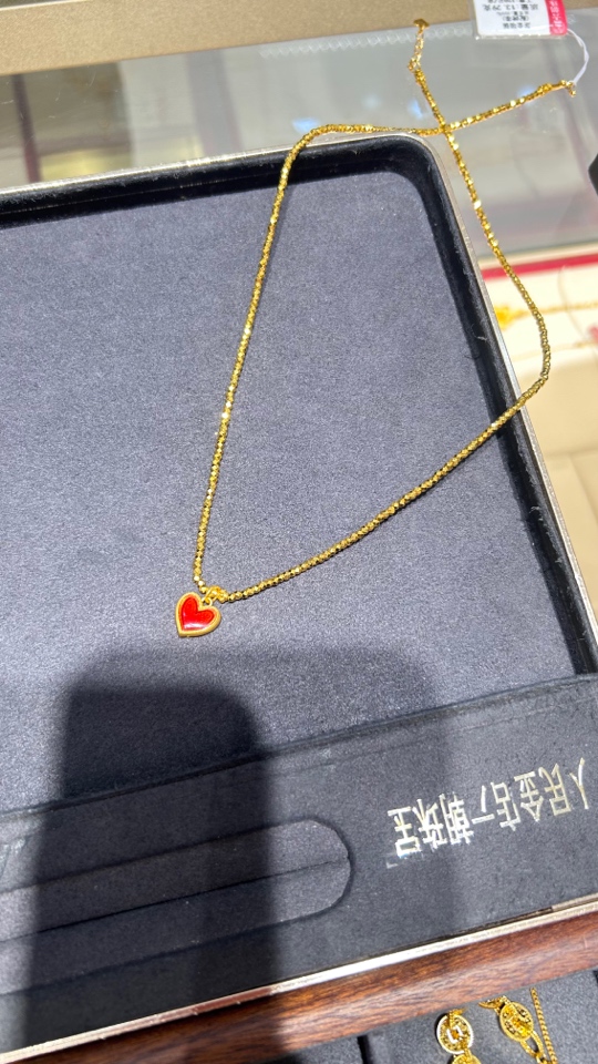 足金999蹦迪爱心项链13.29克