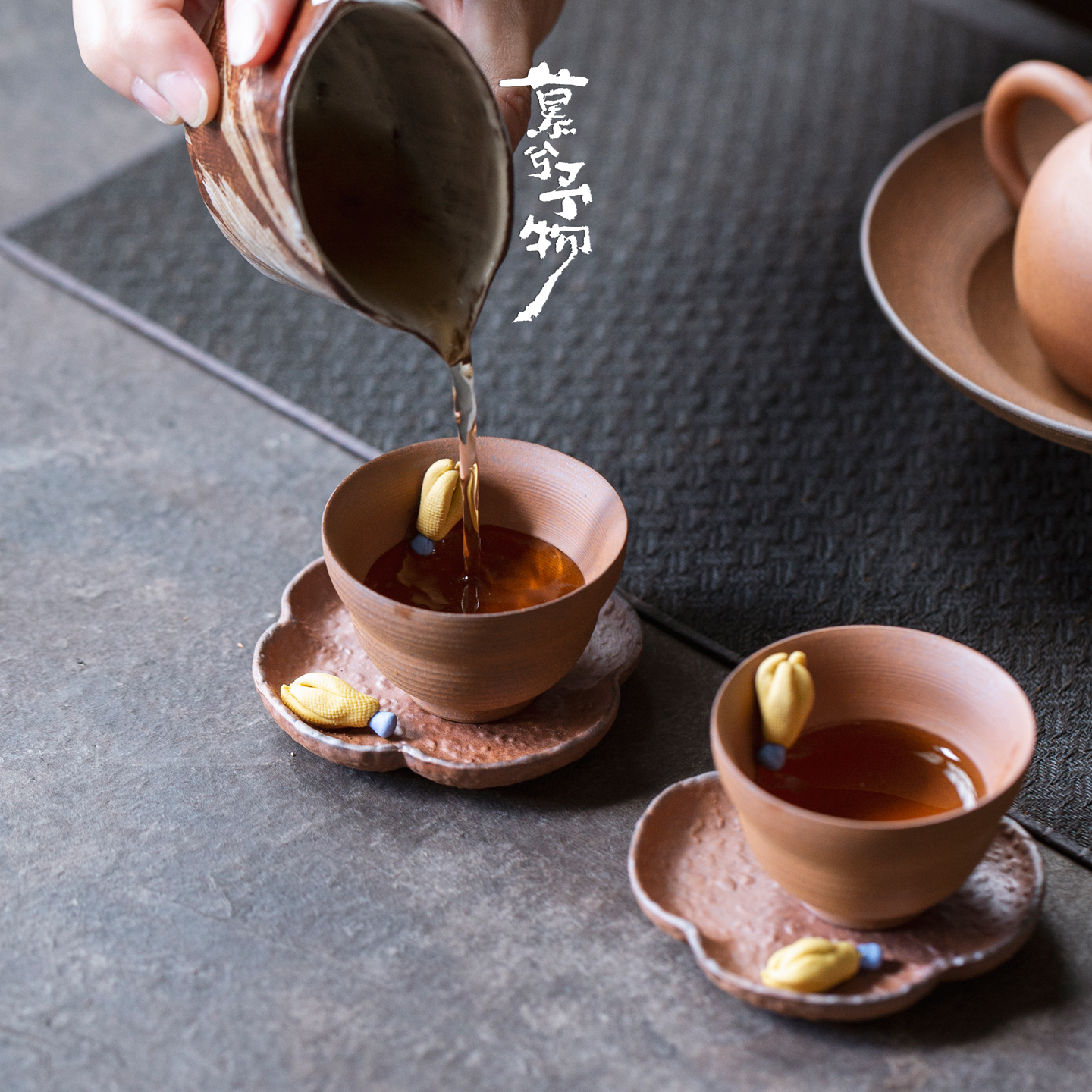 慕兮老岩泥佛手茶杯家用复古禅意粗陶喝茶杯品茗杯陶瓷客杯主人杯