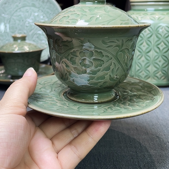 孟红娟老师全手工盖碗三才微瑕