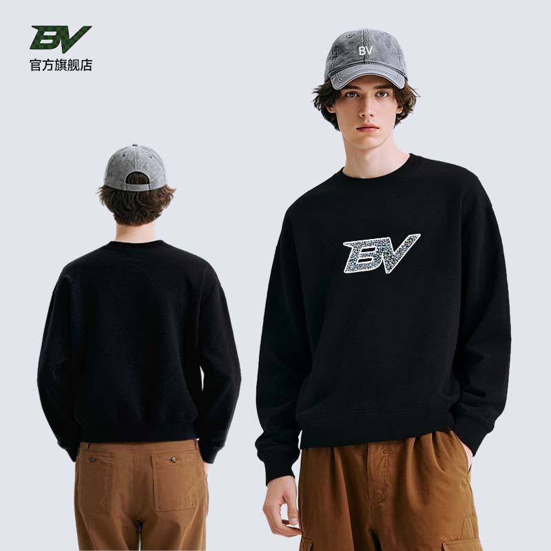 BV套头圆领免烫舒适运动卫衣潮流男装2025秋季新款休闲百搭上衣男