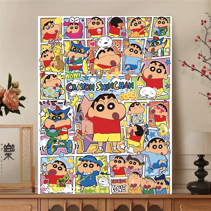 蜡笔小新diy数字油画爆款儿童简单手工填色画学生手绘丙烯油彩画