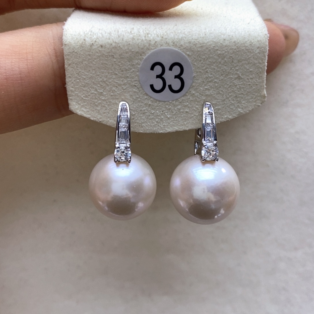 银S925镶嵌淡水珍珠耳饰