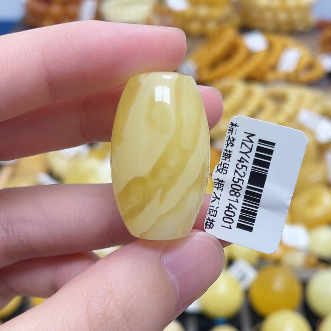 蜜蜡未镶嵌珠宝奇石桶珠浓蜜浓蜡虎皮妖花19.1m m