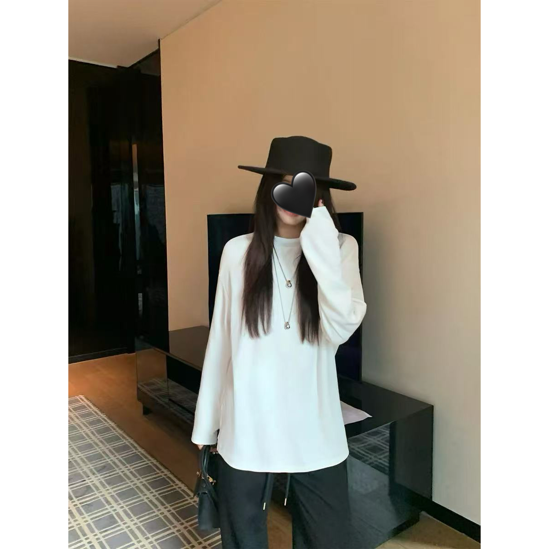 大码纸片人即视感软糯圆领宽松显瘦打底衫女内搭秋冬穿搭长袖上衣