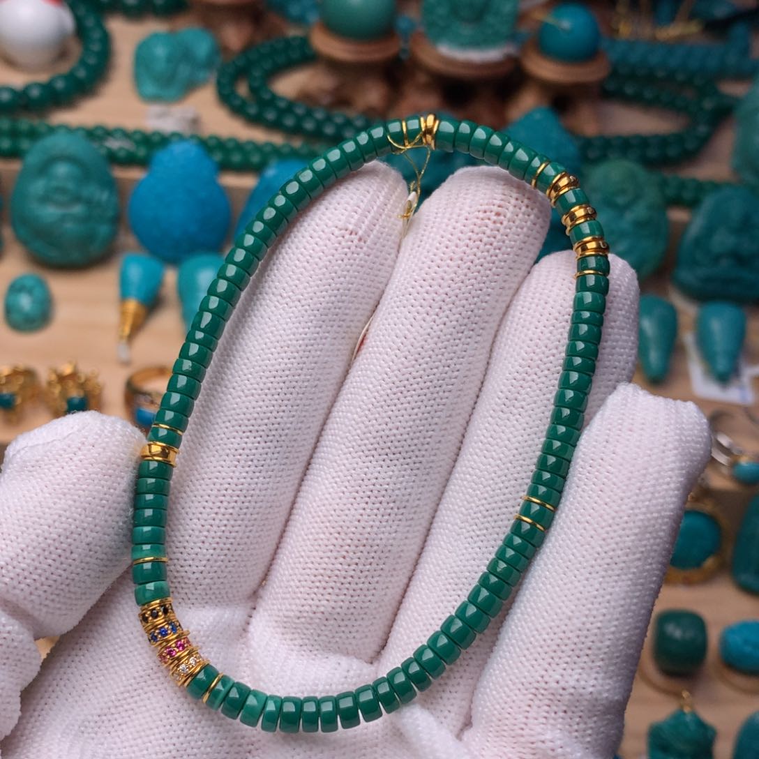 未镶嵌绿松石珠宝奇石4mm