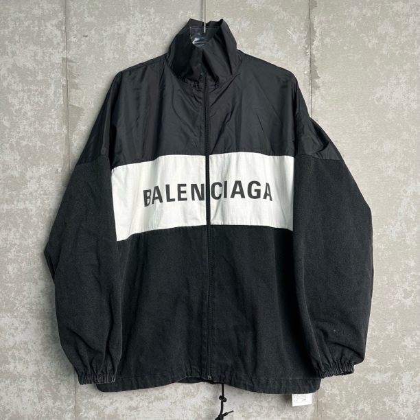 99新 Balenciaga/巴黎世家 34*1/黑白拼接字母风衣外套/13251/JP