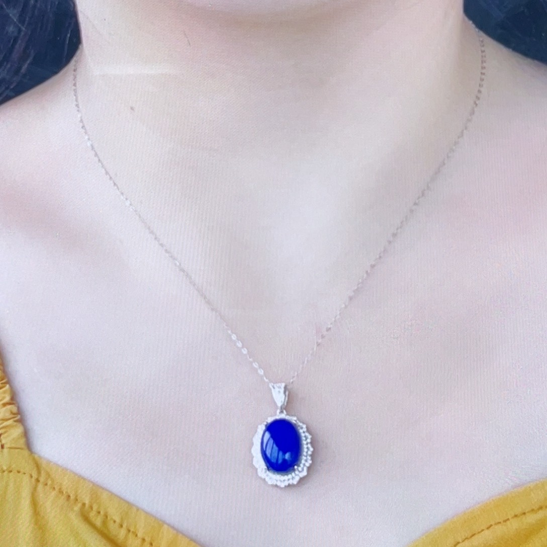 青金石吊坠银S925镶嵌