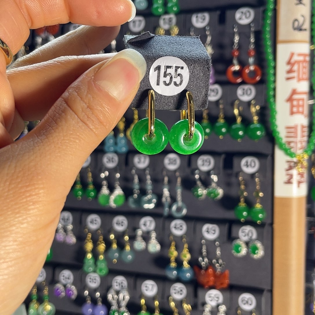 翡翠银S925镶嵌耳饰155