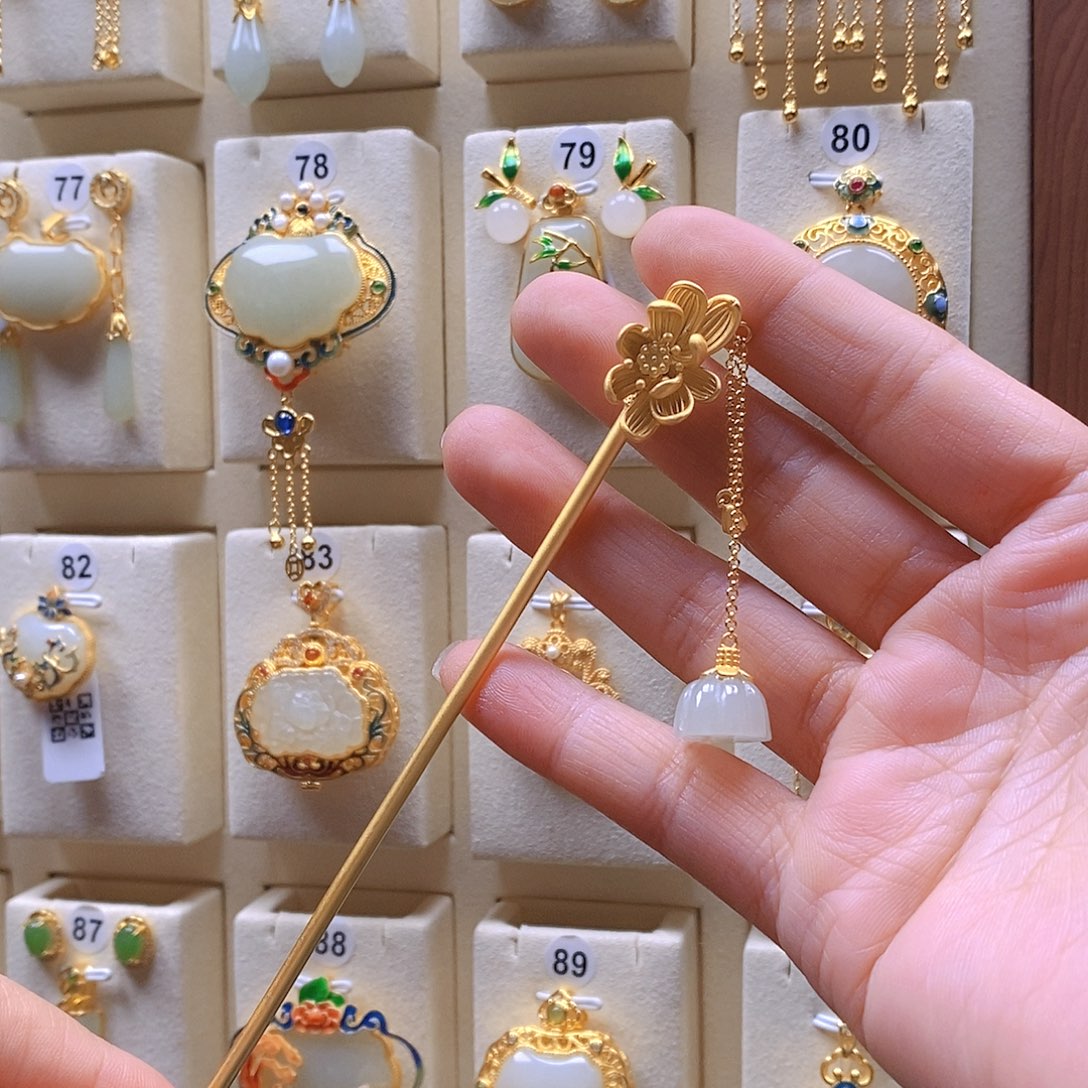 和田玉颈饰银S925镶嵌