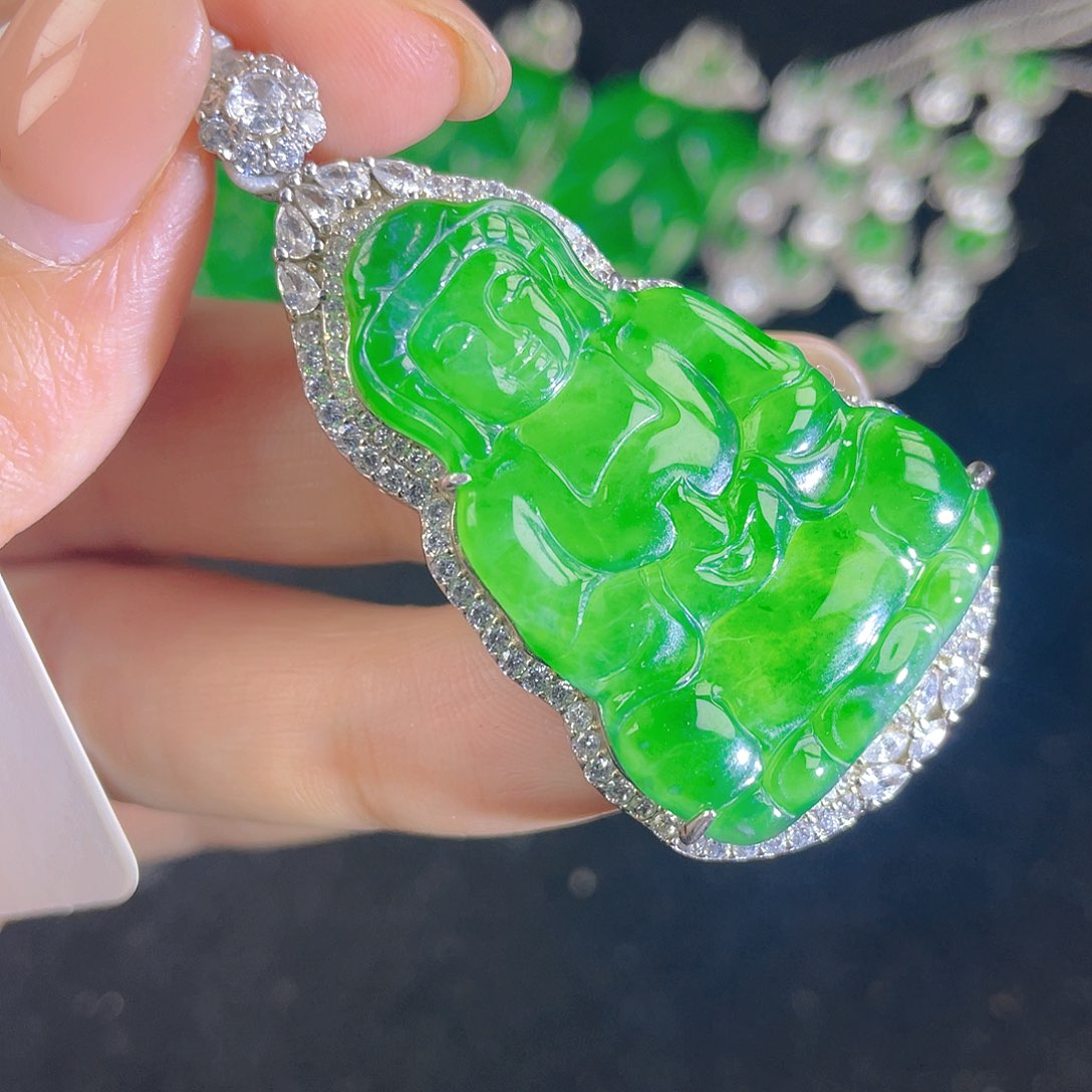 翡翠吊坠(不含链)银S925镶嵌