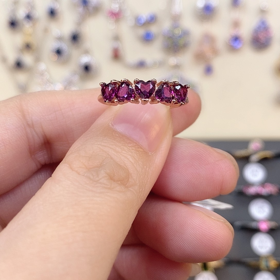 石榴石（紫牙乌）戒指银S925镶嵌