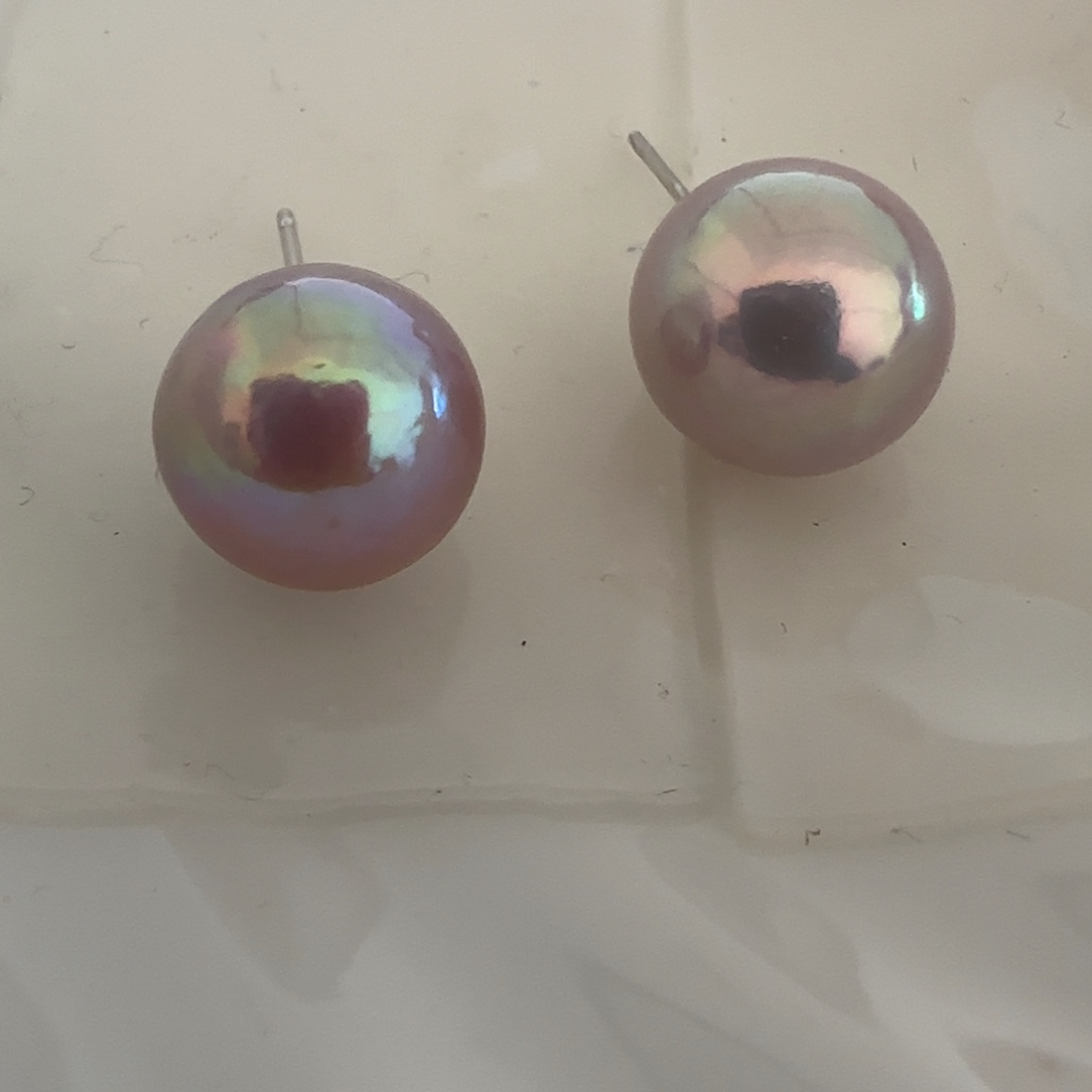 啵***子银S925镶嵌淡水珍珠耳饰