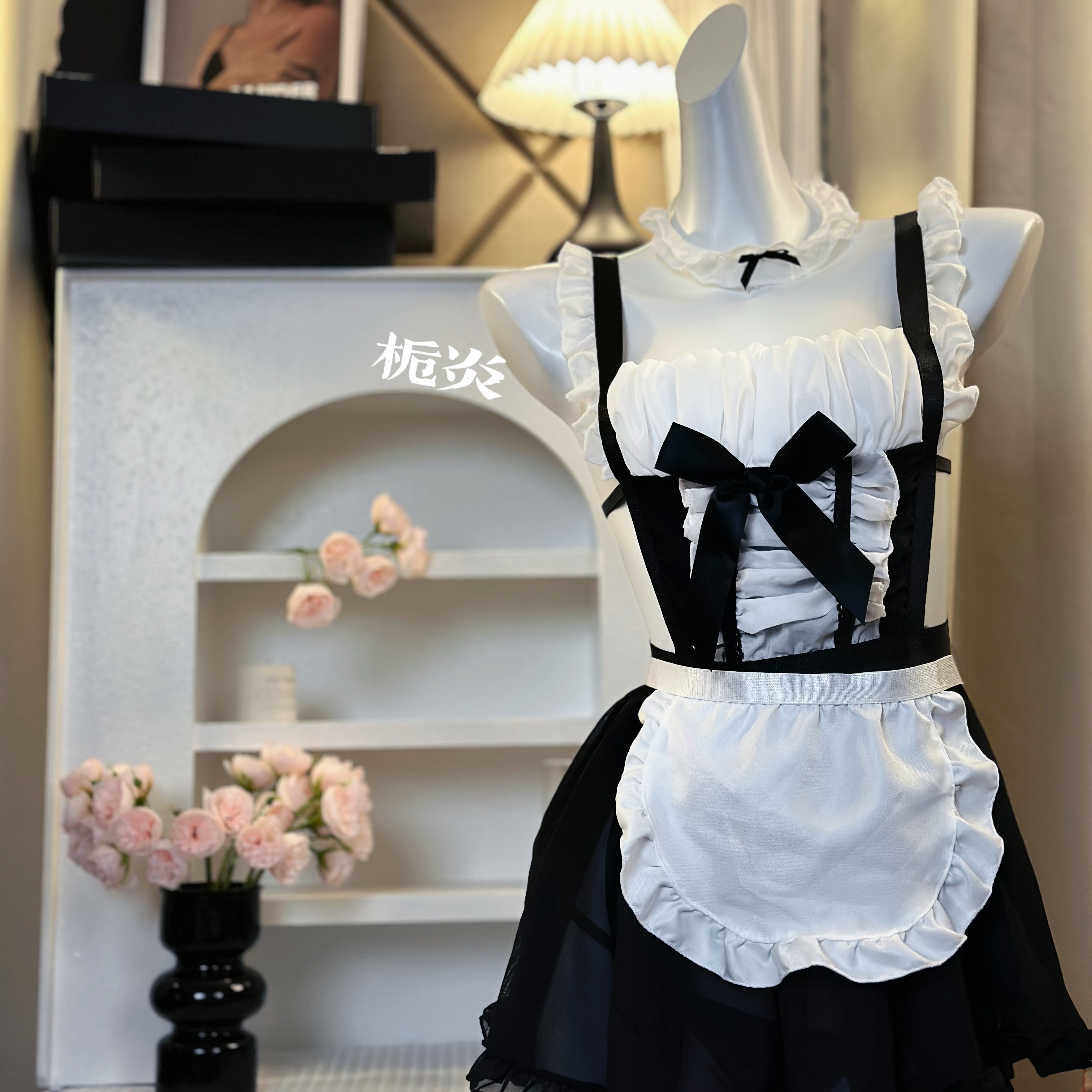 栀炎【80-135】性感与可爱并存 蕾丝甜美仆仆装吊带背心