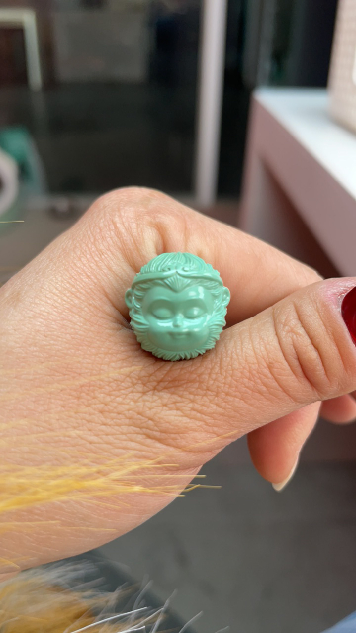 绿松石卡17绿猴头配珠