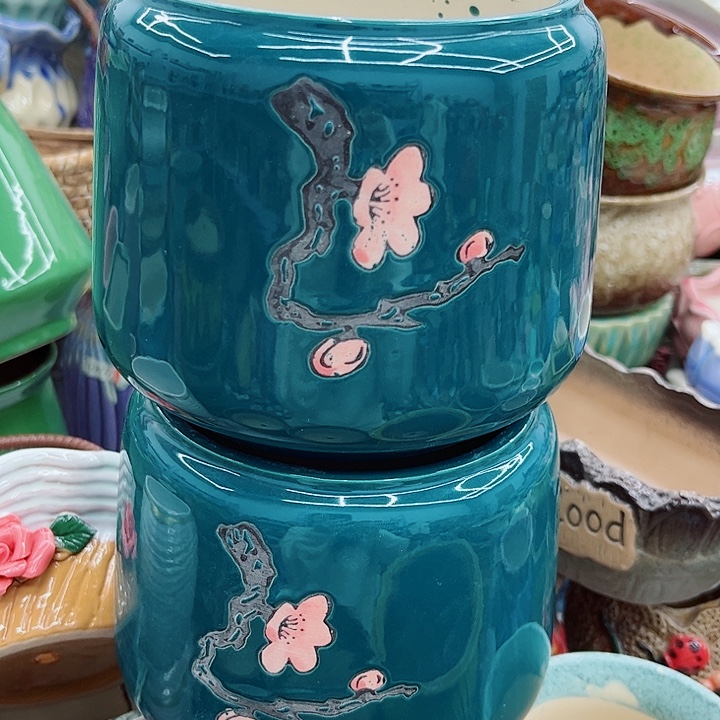 多肉绿植陶瓷花盆9.9包邮，有孔