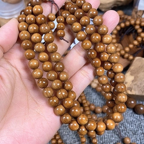檀香木手串/手链老山檀香沙皮老料0.8/108沉水