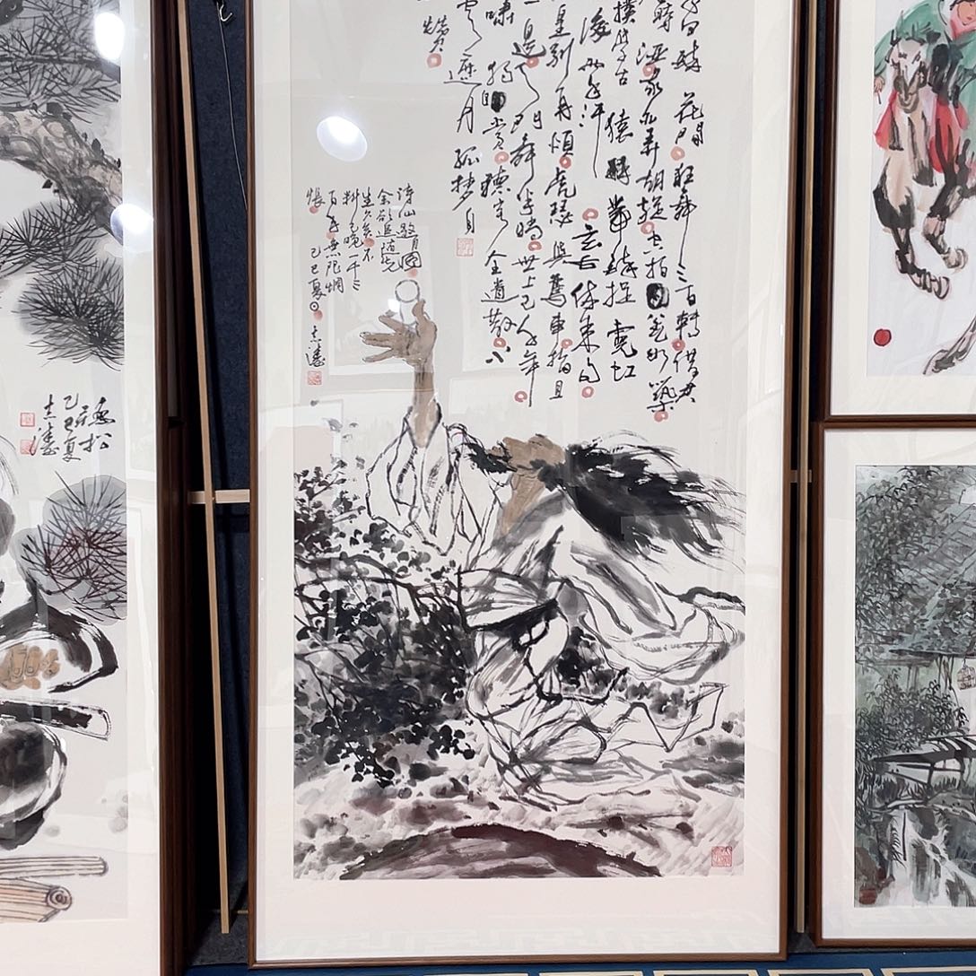 缓***芬国画手绘画作品带框80/160