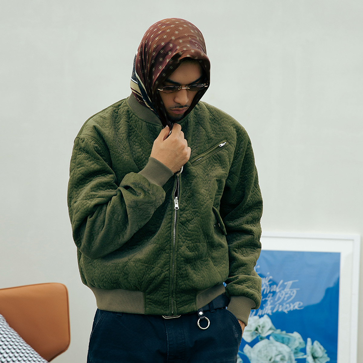 OD/ORANGEDRAGON 2025冬 蜘蛛网刺绣Bomber飞行夹克丝绒加厚外套