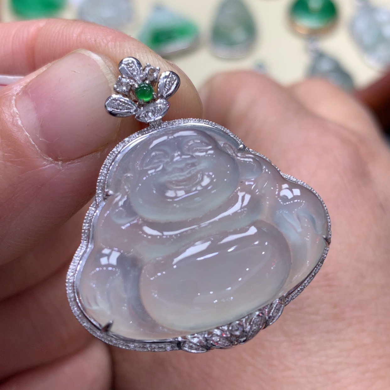 【闪购商品】翡翠颈饰18K金镶嵌佛公