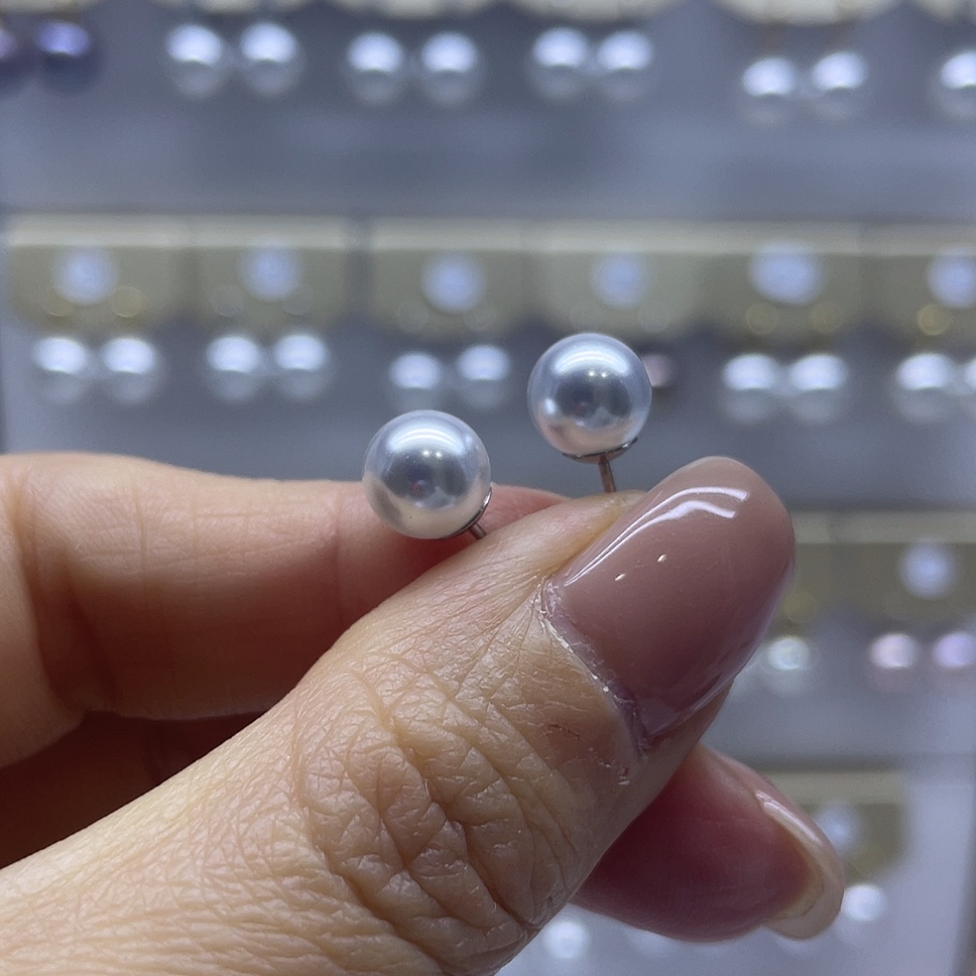 淡水珍珠耳饰银S925镶嵌