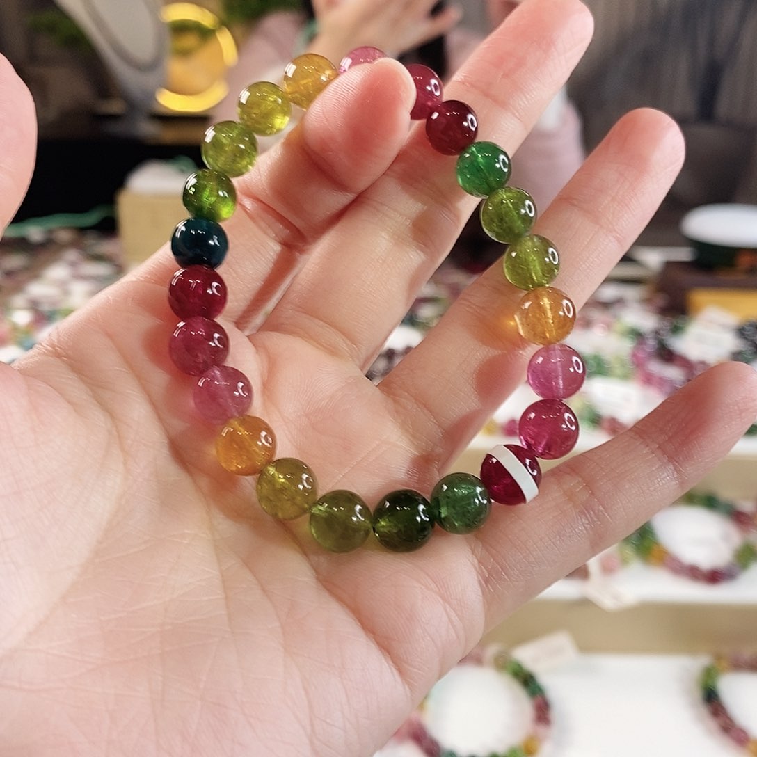 碧玺手串未镶嵌G2402单圈颜色微差